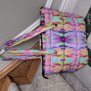 Betsy Johnson Multicolor Quilted Zip Tote Bag. EUC